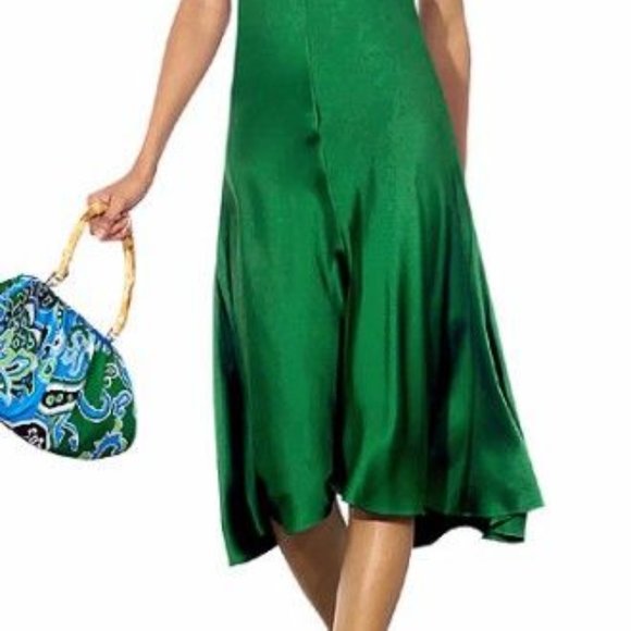 Banana Republic Emerald Green Silk Dress Size 2 - Picture 2 of 7